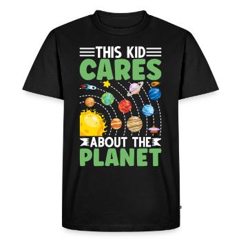 Ce gamin se soucie de la planète - T-shirt Premium bio Homme - noir - Devant - Nico (187cm)