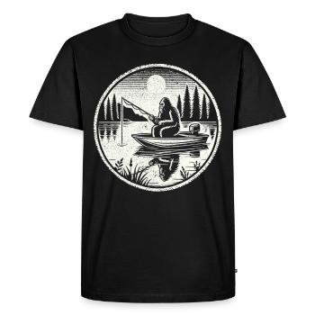 Pêche, Pêcheur, Pêcheur, Pêche, Bigfoot - T-shirt Premium bio Homme - noir - Devant - Nico (187cm)