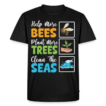 Aidez plus d’abeilles à planter plus d’arbres pour nettoyer les mers - T-shirt Premium bio Homme - noir - Devant - Nico (187cm)