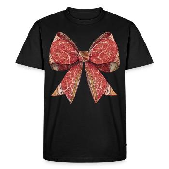 Coquette Bow Butcher Meat Cleaver Pattern Ribbon - Men's Premium Organic T-Shirt - black - Front - Nico (187cm)