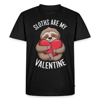 Sloth Love – Funny Valentine's Day Shirt - Men's Premium Organic T-Shirt - black - Front - Nico (187cm)