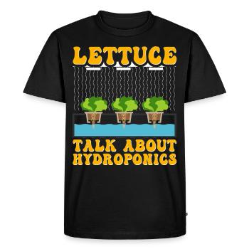 La laitue parle de l’hydroponie - T-shirt Premium bio Homme - noir - Devant - Nico (187cm)