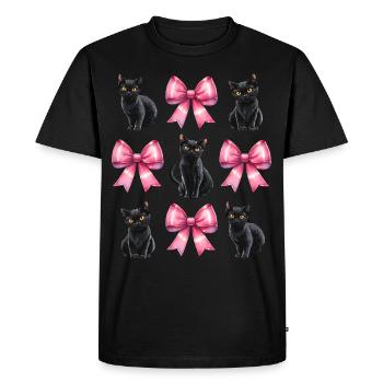 Coquette noeud chat noir maman noeud rose - T-shirt Premium bio Homme - noir - Devant - Nico (187cm)