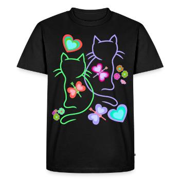 Cats, Cat, Easter, Spring, Retro, 80s, 90s, Child - Men's Premium Organic T-Shirt - black - Front - Nico (187cm)