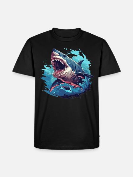 Haie Hai - Männer Premium Bio T-Shirt - Schwarz