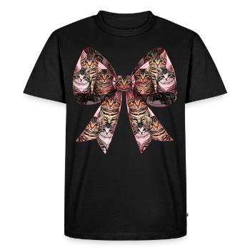 Coquette noeud chat tigré mignon motif rose - T-shirt Premium bio Homme - noir - Devant - Nico (187cm)