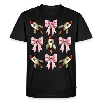 Coquettish Bow Space Rocket Space Shuttle - Men's Premium Organic T-Shirt - black - Front - Nico (187cm)