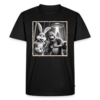 Pâques, Lapin de Pâques drôle, Lapin Selfie Fête de Pâques - T-shirt Premium bio Homme - noir - Devant - Nico (187cm)