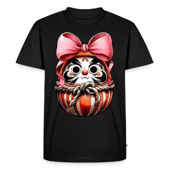 Coquette Bow Daruma Doll Japan Pink Bow - Men's Premium Organic T-Shirt - black - Front - Nico (187cm)