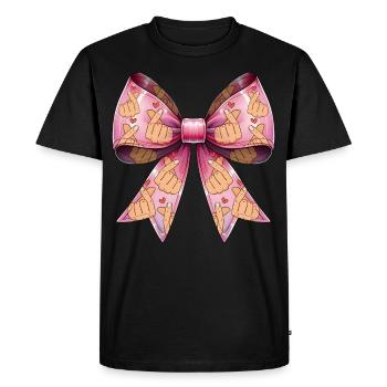 Coquette noeud Saranghae Kpop doigt coeur rose - T-shirt Premium bio Homme - noir - Devant - Nico (187cm)