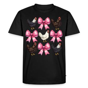 Coquette Bow Chicken Farm Ferme Rosa Fête des Mères - T-shirt Premium bio Homme - noir - Devant - Nico (187cm)