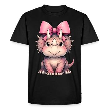 Coquette Arc Triceratops Dinosaure Rose - T-shirt Premium bio Homme - noir - Devant - Nico (187cm)