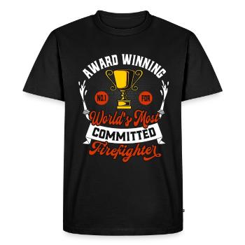 Pompier Humour Engagé Pompiers Sauvetage - T-shirt Premium bio Homme - noir - Devant - Nico (187cm)