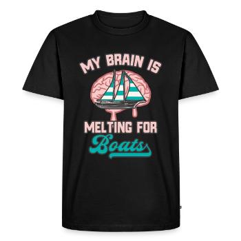 Brain Boats Sailing Boating Funny Sailor - Men's Premium Organic T-Shirt - black - Front - Nico (187cm)