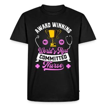 Infirmière dévouée drôle primée - T-shirt Premium bio Homme - noir - Devant - Nico (187cm)