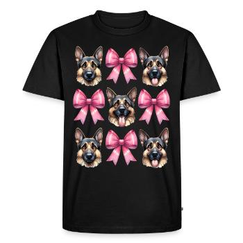 Coquette noeud berger allemand maman ruban rose - T-shirt Premium bio Homme - noir - Devant - Nico (187cm)