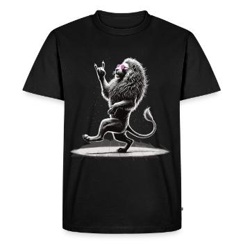 Lion à bascule – sauvage et libre - T-shirt Premium bio Homme - noir - Devant - Nico (187cm)
