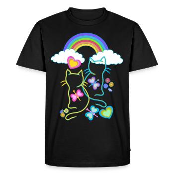 Arc-en-ciel Printemps Été Chats Chat Enfants - T-shirt Premium bio Homme - noir - Devant - Nico (187cm)