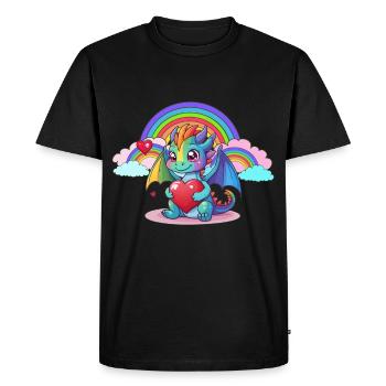 Rainbow Dragon Dragon Kids Child Baby - Men's Premium Organic T-Shirt - black - Front - Nico (187cm)