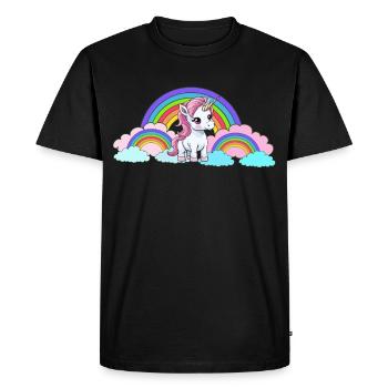 Arc-en-ciel Licorne Licornes Cheval Chevaux Enfants - T-shirt Premium bio Homme - noir - Devant - Nico (187cm)