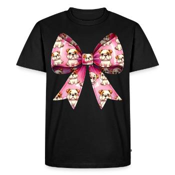 Coquette Bow Bulldog Dog Mom Pattern Pink - Men's Premium Organic T-Shirt - black - Front - Nico (187cm)