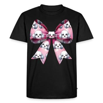 Coquette Bow Poodle Dog Mom Pattern Pink - Men's Premium Organic T-Shirt - black - Front - Nico (187cm)