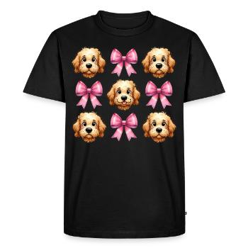 Coquette Bow Golden Doodle Chien Goldendoodle - T-shirt Premium bio Homme - noir - Devant - Nico (187cm)