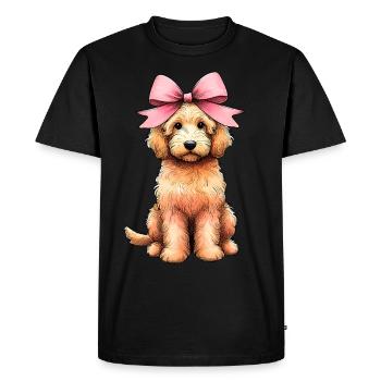 Coquette Bow Golden Doodle Chien Goldendoodle - T-shirt Premium bio Homme - noir - Devant - Nico (187cm)