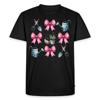 Coquette Bow Gardening Gardener Tools - Men's Premium Organic T-Shirt - black - Front - Nico (187cm)