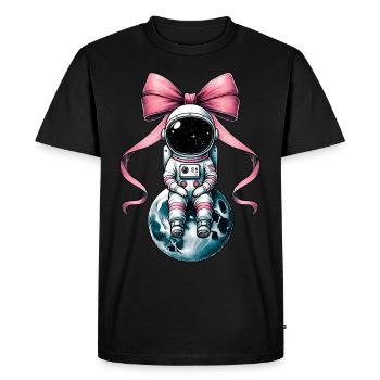 Coquette noeud astronaute espace ruban rose maman - T-shirt Premium bio Homme - noir - Devant - Nico (187cm)