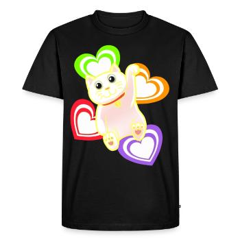 Chat Chats Coeur Coeurs - T-shirt Premium bio Homme - noir - Devant - Nico (187cm)