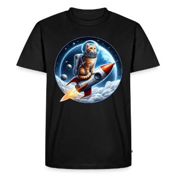 Chat astronaute - T-shirt Premium bio Homme - noir - Devant - Nico (187cm)