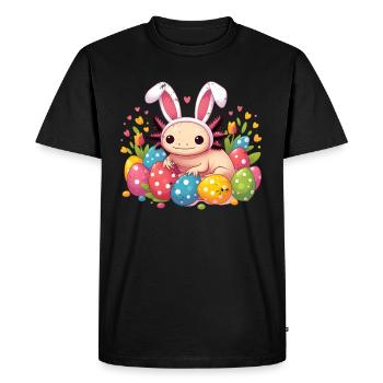 Axolotl de Pâques vintage - Joyeuses Pâques - T-shirt Premium bio Homme - noir - Devant - Nico (187cm)