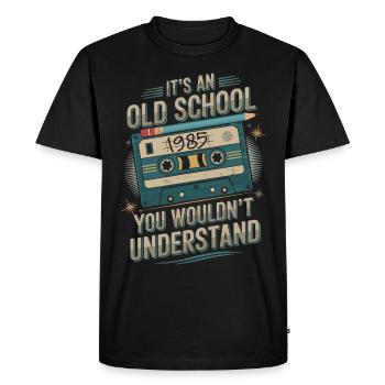 Retro Cassette 1985 Music Design for Oldschool Fans - Men's Premium Organic T-Shirt - black - Front - Nico (187cm)