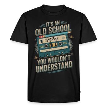 Oldschool 1995 – Chemise cassette rétro - T-shirt Premium bio Homme - noir - Devant - Nico (187cm)