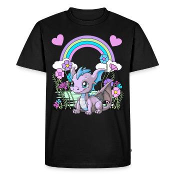 Dragon Dragon Kids Child Rainbow - Men's Premium Organic T-Shirt - black - Front - Nico (187cm)