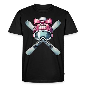 Coquette Arc Ski Maman Fête des Mères Rose - T-shirt Premium bio Homme - noir - Devant - Nico (187cm)