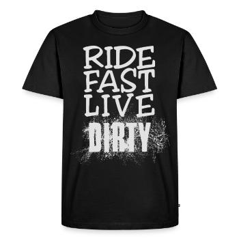 RIDE FAST LIVE DIRTY – Mountain Bike - Motocross - Men's Premium Organic T-Shirt - black - Front - Nico (187cm)