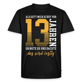 When God created me he grinned 13 years birthday - Men's Premium Organic T-Shirt - black - Front - Nico (187cm)