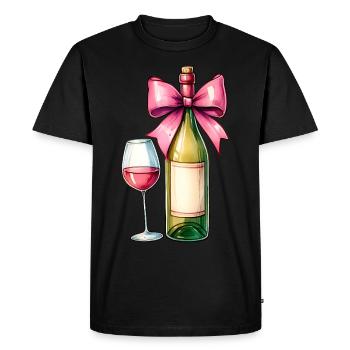 Coquette Bow Wine Drinker Pink - Men's Premium Organic T-Shirt - black - Front - Nico (187cm)