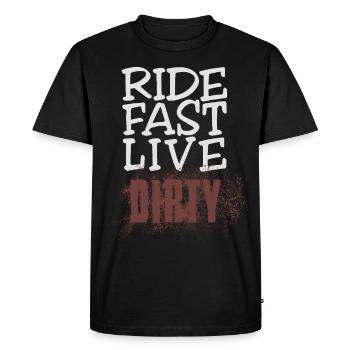 RIDE FAST LIVE DIRTY – Mountain Bike - Motocross - Men's Premium Organic T-Shirt - black - Front - Nico (187cm)