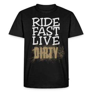 RIDE FAST LIVE DIRTY – Mountain Bike - Motocross - Men's Premium Organic T-Shirt - black - Front - Nico (187cm)