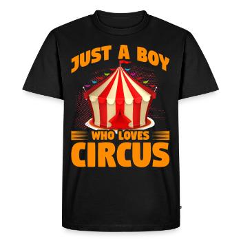 Just a Boy who loves Circus - Men's Premium Organic T-Shirt - black - Front - Nico (187cm)