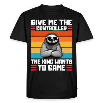 Funny Sloth Gaming Design Gaming - Men's Premium Organic T-Shirt - black - Front - Nico (187cm)