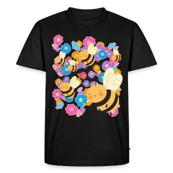 Abeille Abeilles Fleur Fleurs Été Enfants - T-shirt Premium bio Homme - noir - Devant - Nico (187cm)