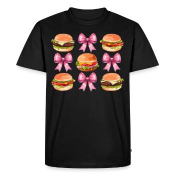 Coquette Bow Burger Hamburger Ruban Rose Maman - T-shirt Premium bio Homme - noir - Devant - Nico (187cm)