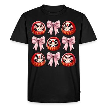 Coquette Bow Daruma Doll Japan Pink Bow - Men's Premium Organic T-Shirt - black - Front - Nico (187cm)