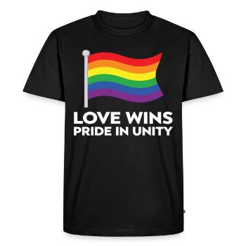 Tenue Love Wins Pride – Rainbow LGBTQ+ Design - T-shirt Premium bio Homme - noir - Devant - Nico (187cm)