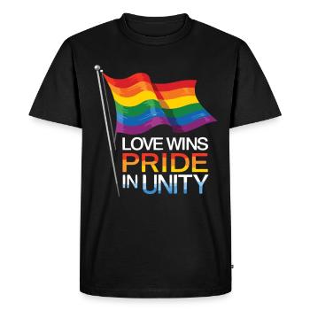 Tenue Love Wins Pride – Rainbow LGBTQ+ Design - T-shirt Premium bio Homme - noir - Devant - Nico (187cm)