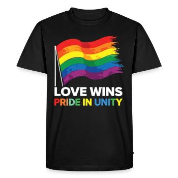Tenue Love Wins Pride – Rainbow LGBTQ+ Design - T-shirt Premium bio Homme - noir - Devant - Nico (187cm)